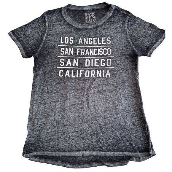 Modern Lux  Womens California Cities Burn out T-Shirt Gray Size Large - Picture 1 of 6